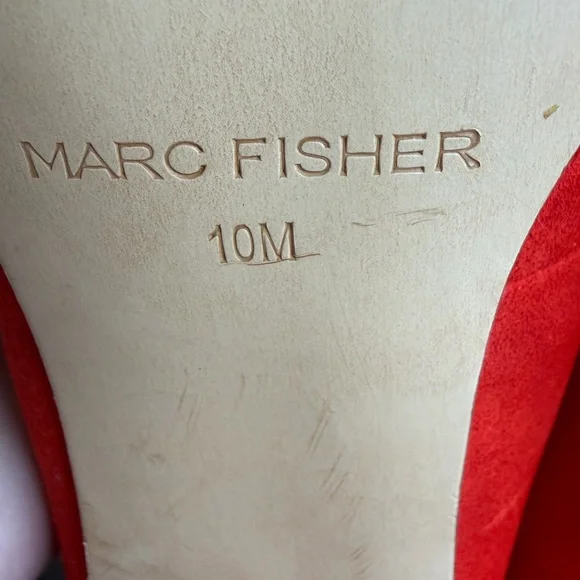 Marc Fisher Suede Red Block Heel Pumps ~ Size 10 - Picture 6 of 6